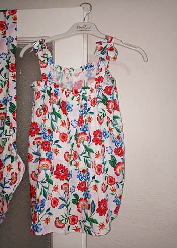 Çiçek Desenli Renkli kız çocuk 2 li takım - Görsel 2