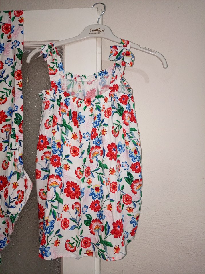 Çiçek Desenli Renkli kız çocuk 2 li takım - Görsel 2