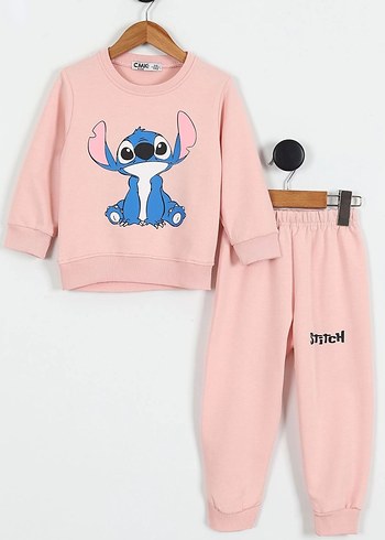 Gri Nakışlı Kız Çocuk Sweatshirt ve Eşofman - Görsel 4