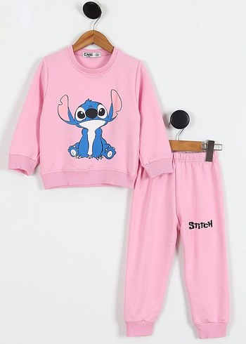 Gri Nakışlı Kız Çocuk Sweatshirt ve Eşofman - Görsel 2