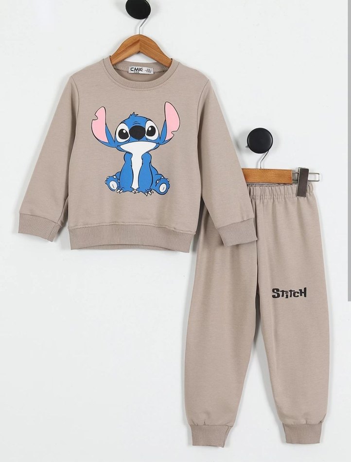 Gri Nakışlı Kız Çocuk Sweatshirt ve Eşofman - Görsel 3