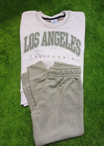 Gri Baskılı Kız Sweatshirt ikili Takım - Görsel 3