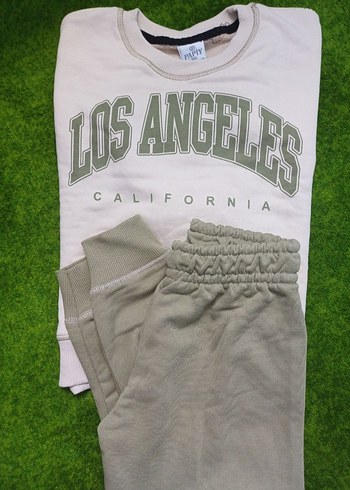 Gri Baskılı Kız Sweatshirt ikili Takım - Görsel 2