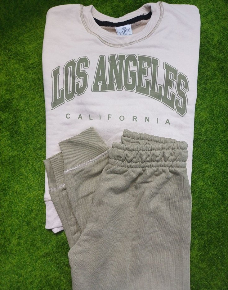 Gri Baskılı Kız Sweatshirt ikili Takım - Görsel 2