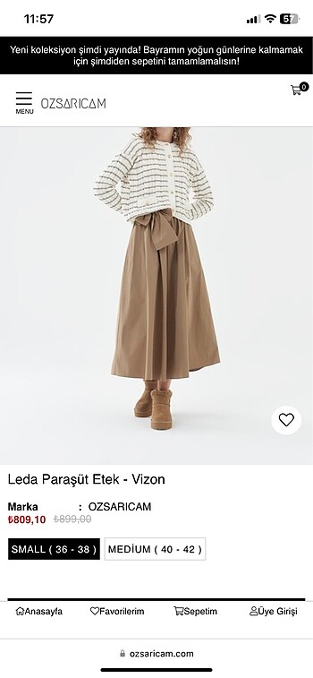 36 Beden camel Renk Tesettür etek