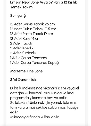 Beden Emsan yemek takımı