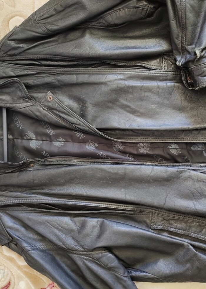 Deri ceket 80ler modasí astarlı cepli  - Görsel 2