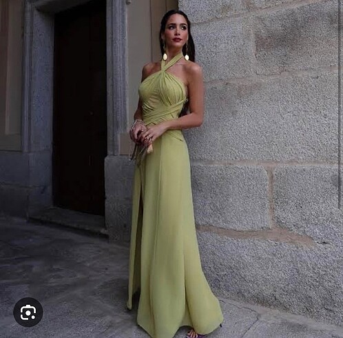Zara 1758/833 YAĞ YEŞİLİ ELBİSE