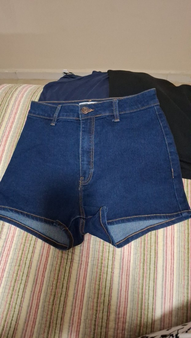 Koyu Mavi Mini Denim Şort - Görsel 2