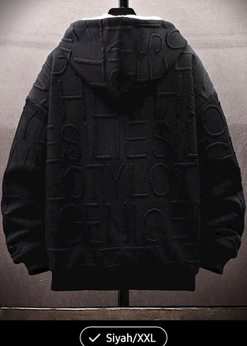 Siyah SıradışıPeluş Ceket XXL - Görsel 4