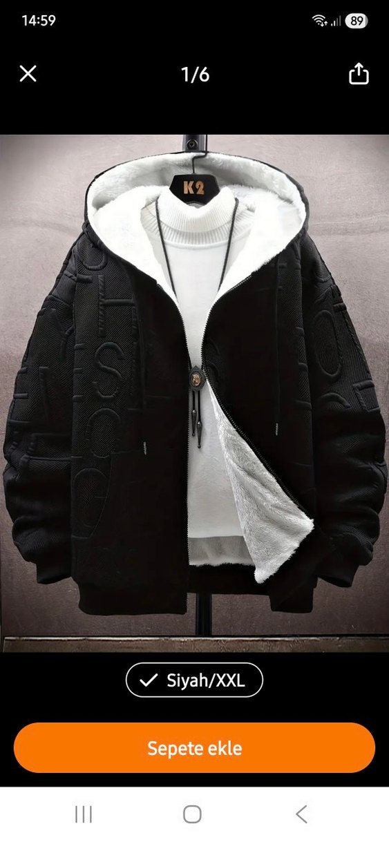 Siyah SıradışıPeluş Ceket XXL - Görsel 2