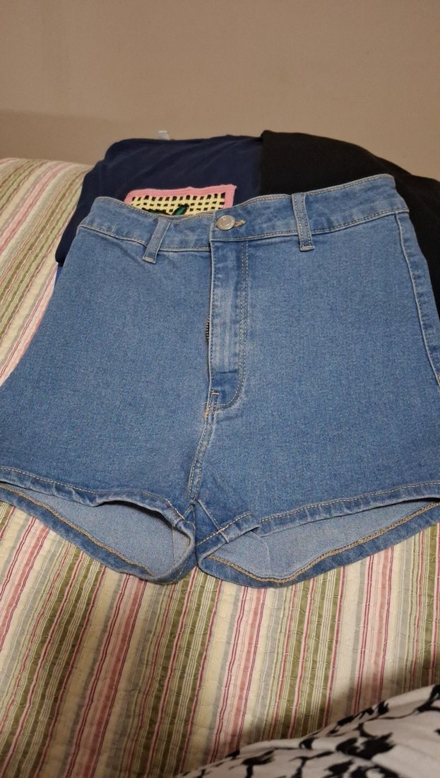 Düğmeli Mavi Mini Denim Şort - Görsel 2