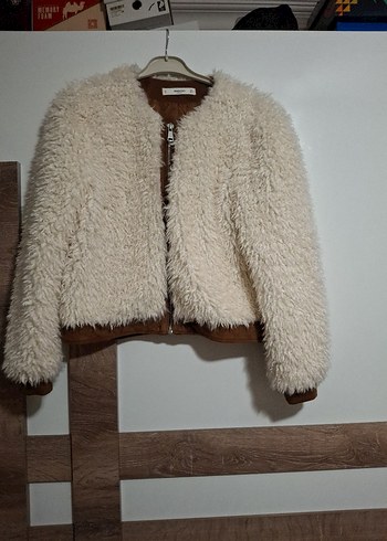 Kürklü Bej Kadın Mini Ceket - Görsel 2