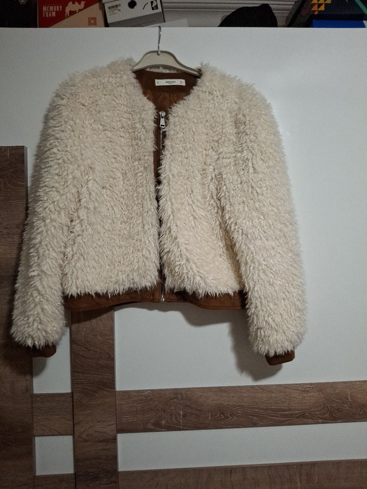 Kürklü Bej Kadın Mini Ceket - Görsel 2