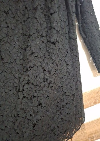 Uzun Kollu Siyah Dantel Kadın Elbise - Görsel 2