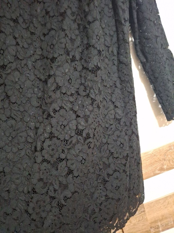 Uzun Kollu Siyah Dantel Kadın Elbise - Görsel 2