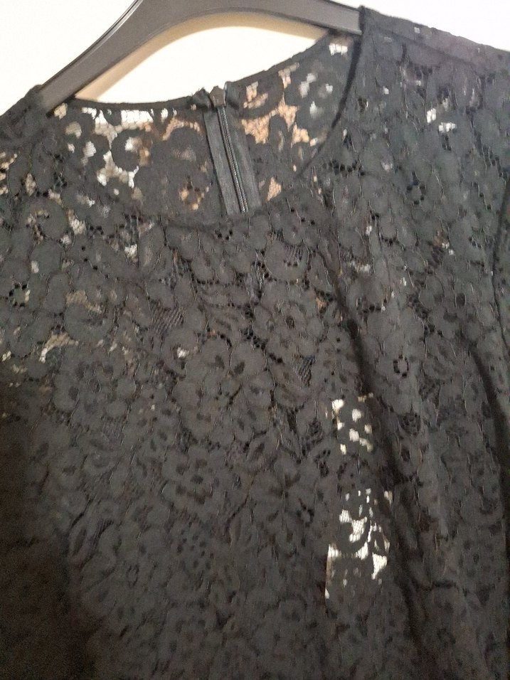 Uzun Kollu Siyah Dantel Kadın Elbise - Görsel 3