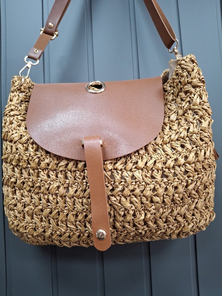 Bej Örgü Kadın Çapraz Çanta - Görsel 2