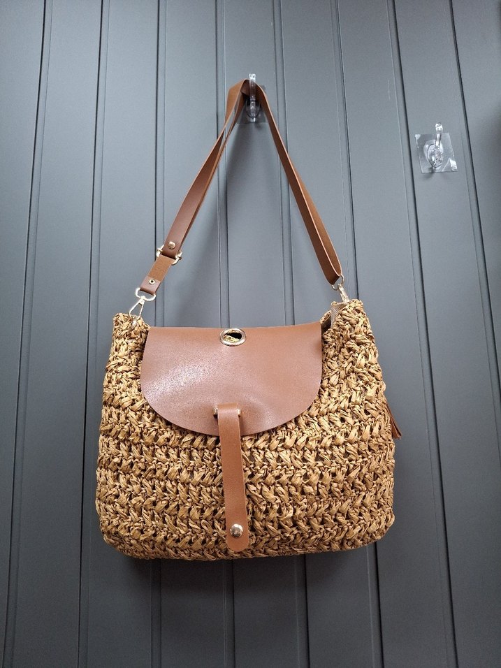 Bej Örgü Kadın Çapraz Çanta - Görsel 3