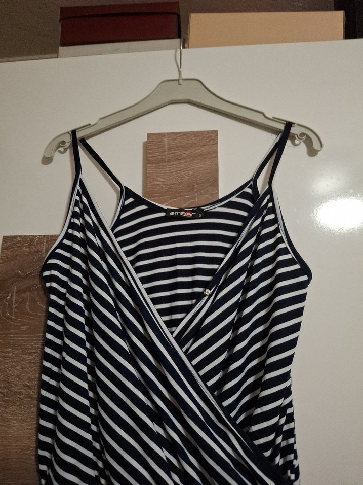 Çizgili Siyah Kadın Mini Tulum - Görsel 2