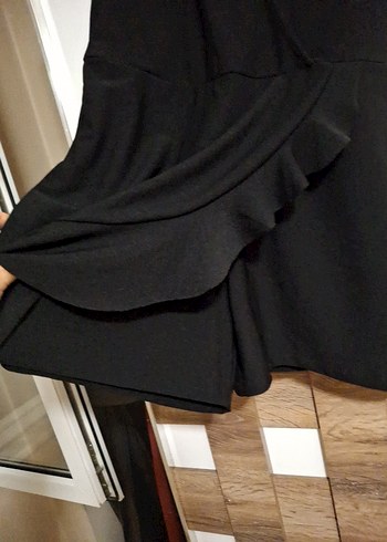 Diğer Siyah Drapeli V Yakalı Mini Kadın tulum