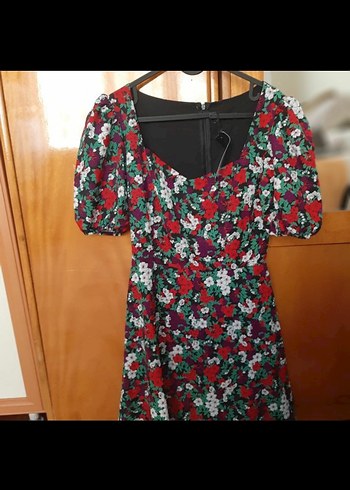 38 Beden Bohem Kısa V Yaka Mini Elbise