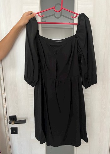 Trendyol & Milla Siyah Midi Siyah Düğmeli Kadın Elbise