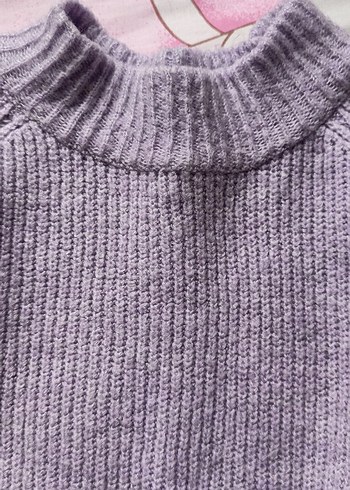 Mor Yarım Balıkçı Yaka Örgü Kadın Kazak M beden - Görsel 2