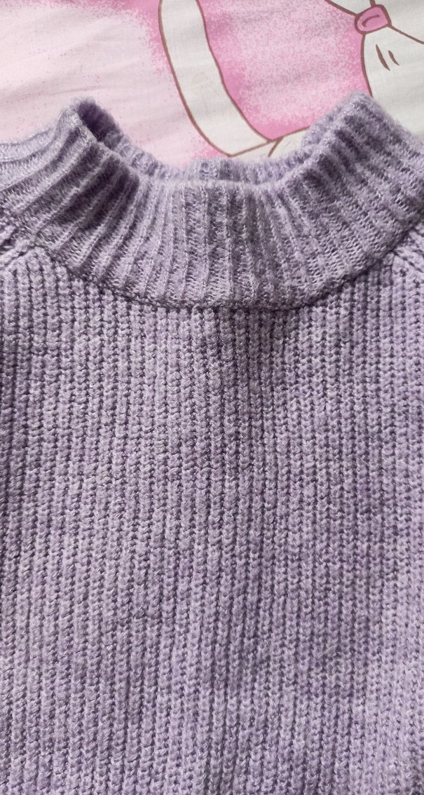 Mor Yarım Balıkçı Yaka Örgü Kadın Kazak M beden - Görsel 2