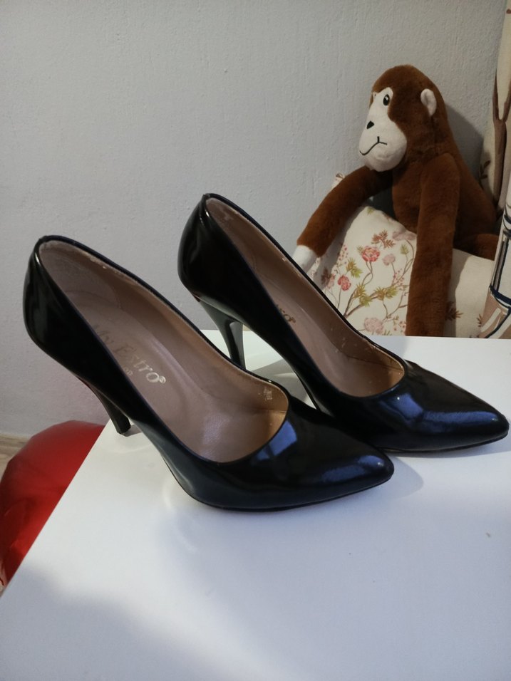 Siyah Rugan Stiletto Topuklu Kadın Ayakkabı - Görsel 2