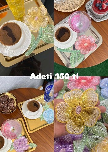 Boncuk İşlemeli Bohem El Yapımı Çiçek Süsleri