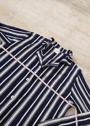 m Beden lacivert Renk Lacivert Çizgili Uzun Kollu pijama üstü