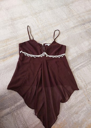 american vintage lolita askılı şifon bluz
