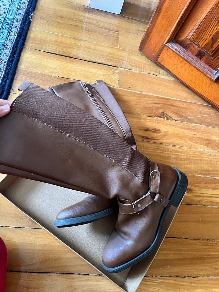 Kahverengi Deri Tokalı Kadın Çizme - Görsel 4