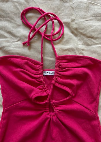 Zara Zara Pembe Straplez Mini Elbise