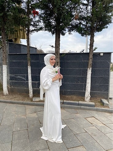 40 Beden beyaz Renk Nikah Elbisesisi