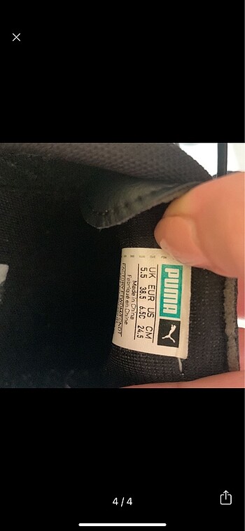38,5 Beden siyah Renk Puma spor ayakkabı
