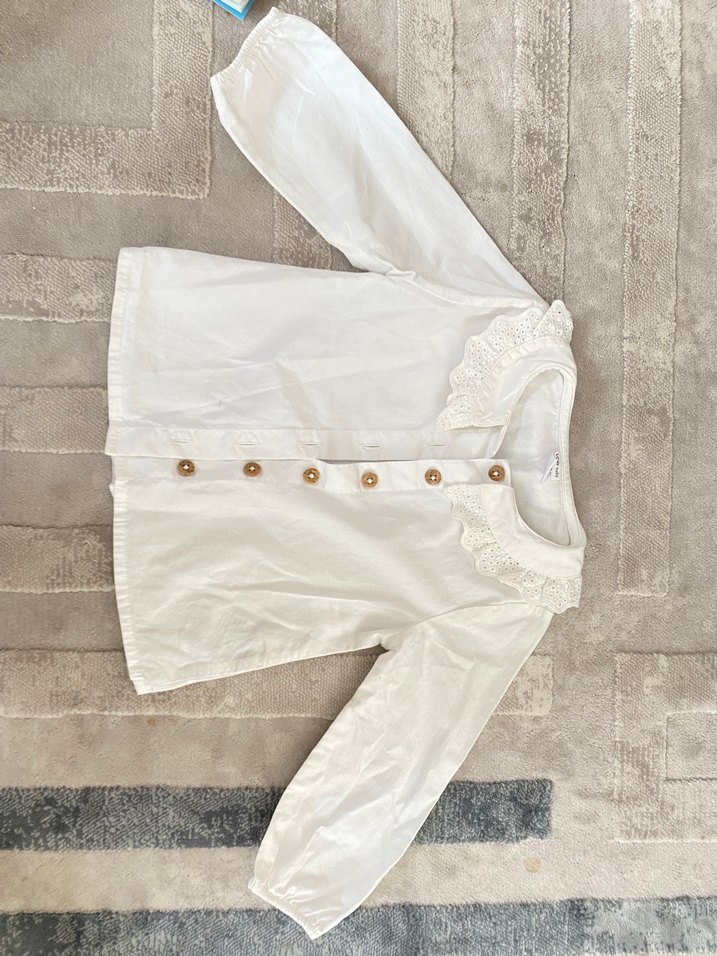 Nakışlı Dantel Detaylı Kız Gömleği - Görsel 2