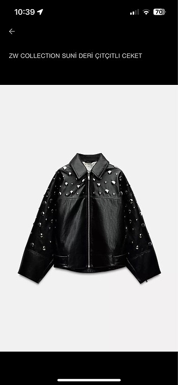 ZARA SUNİ DERİ ÇITÇITLI CEKET