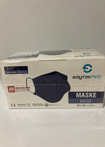 3 Katlı 3D Siyah Maske 50 Adet - Görsel 2
