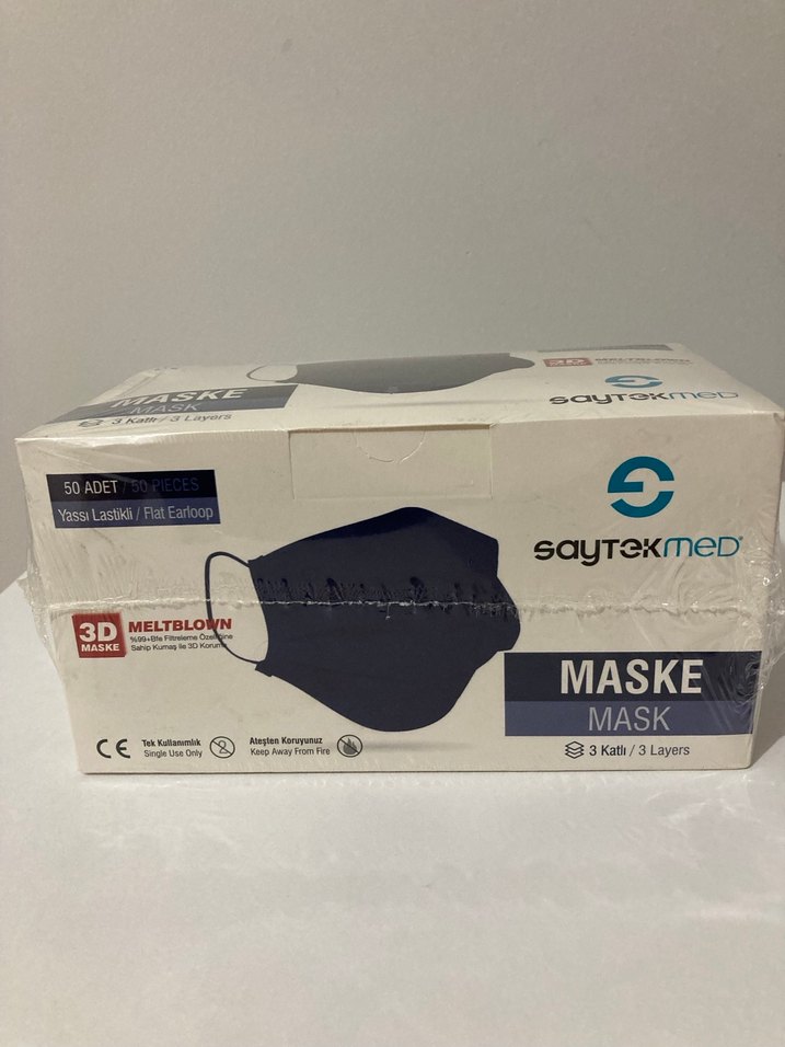 3 Katlı 3D Siyah Maske 50 Adet - Görsel 2