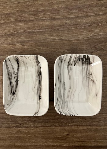 Bej Gri Mermer Desenli İki Parça Tabak Seti - Görsel 2