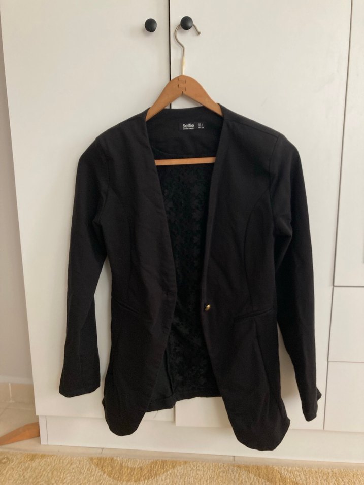 Düğmeli Siyah Kadın Blazer Ceket - Görsel 2