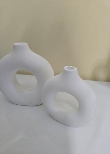Beyaz Dekoratif Seramik Vazo Seti - Görsel 4