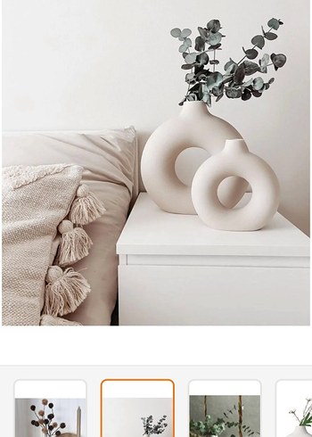 Beyaz Dekoratif Seramik Vazo Seti - Görsel 7