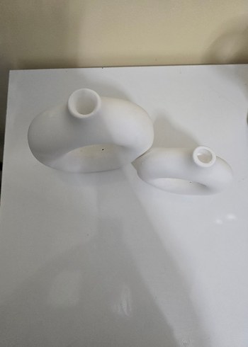 Beyaz Dekoratif Seramik Vazo Seti - Görsel 5