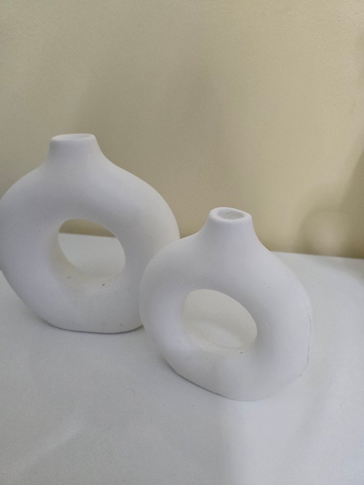 Beyaz Dekoratif Seramik Vazo Seti - Görsel 4