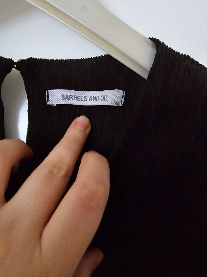 Siyah Kemerli Uzun Keten Elbise - Görsel 5