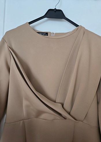 Krem tüylü elbise - Görsel 8