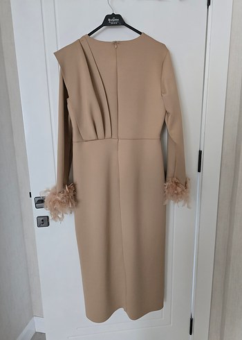 Krem tüylü elbise - Görsel 6